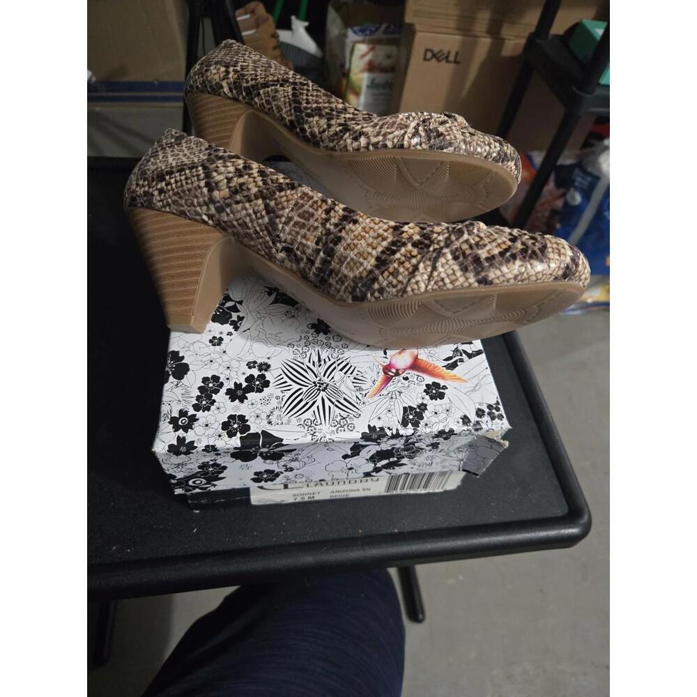 CL by Laundry Sonnet Snakeskin Print Kitten Heel Pumps Size 7.5M